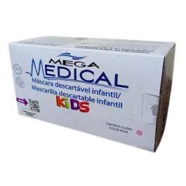 Máscara Descartável Cirúrgica Infantil Mega Medical - Cor Azul - 50 Unidades