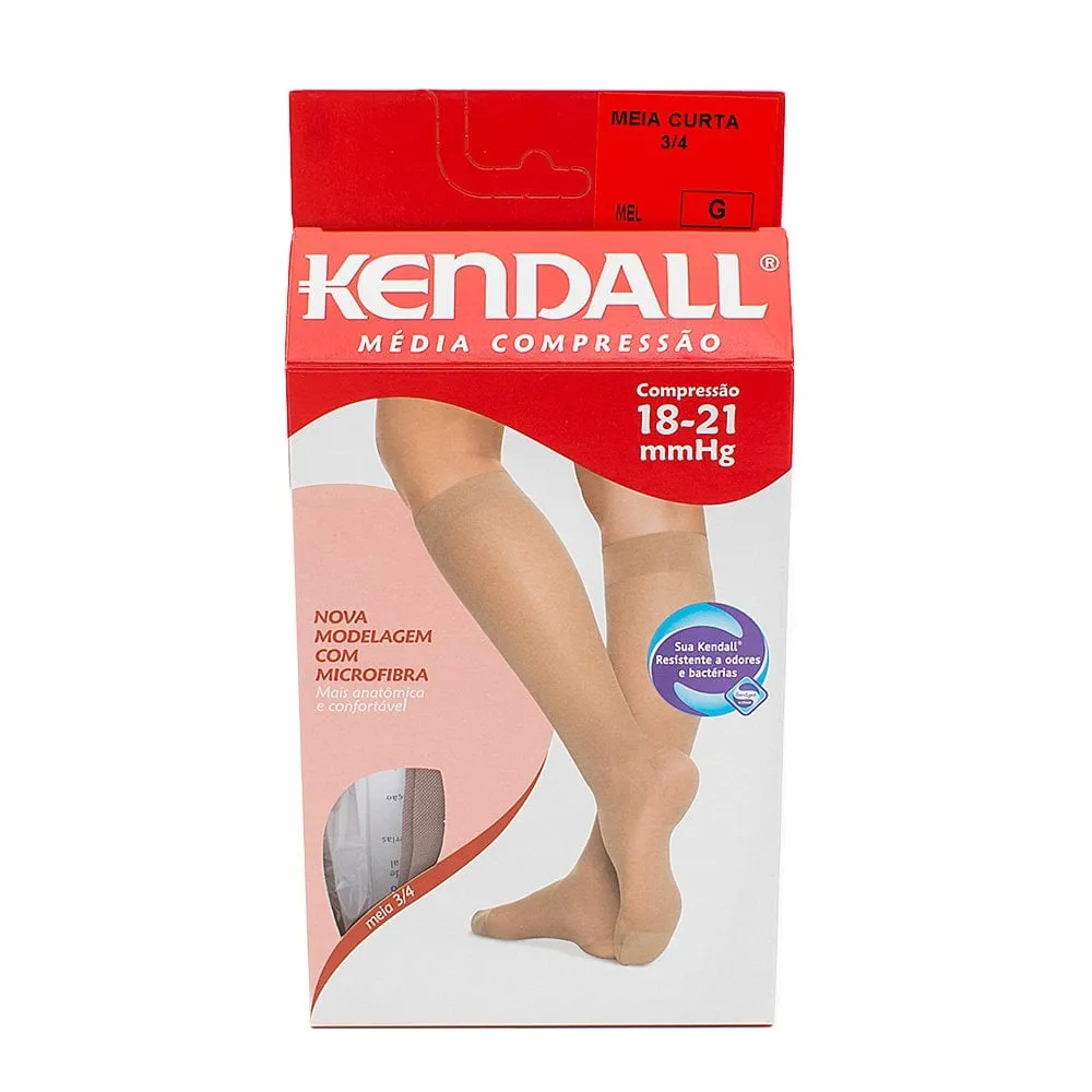 Meia 3/4 de Compressão Kendall 18-21mmHg G, Ponteira Fechada, Mel