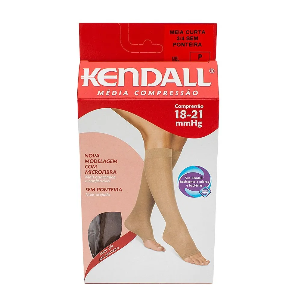 Meia 3/4 de Compressão Kendall 18-21mmHg P, Ponteira Fechada, Mel
