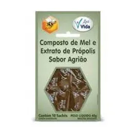 Composto de Mel e Extrato de Própolis - Sabor Agrião - 10 Sachês