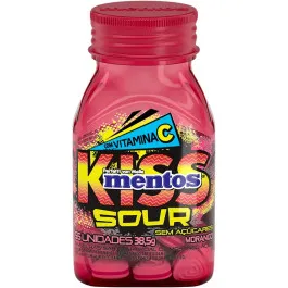Bala Mentos Kiss Sour Morango - 38,5gr