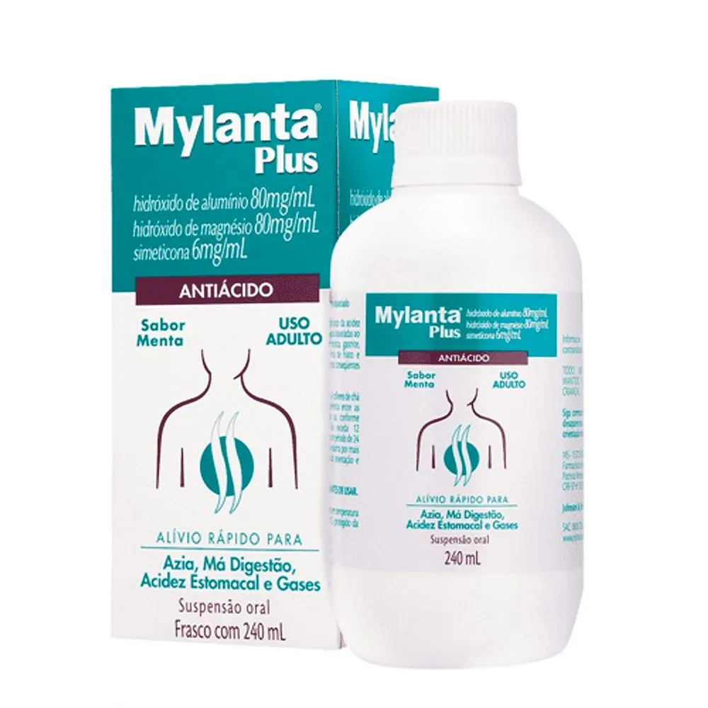 Mylanta Plus Suspensão oral, frasco com 240ml, sabor menta