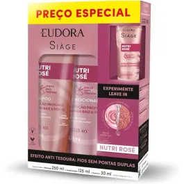 Kit Siàge Eudora - Nutri Rosé - Shampoo 250ml + Condicionador 125ml + Leave-in 30ml