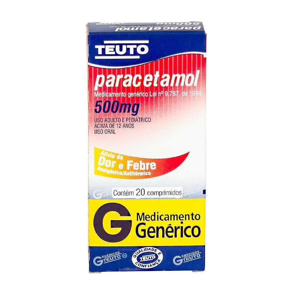 Paracetamol - Teuto 500mg caixa com 20 comprimidos