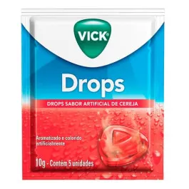 Pastilha Vick Drops - Sabor Cereja - 5 Unidades