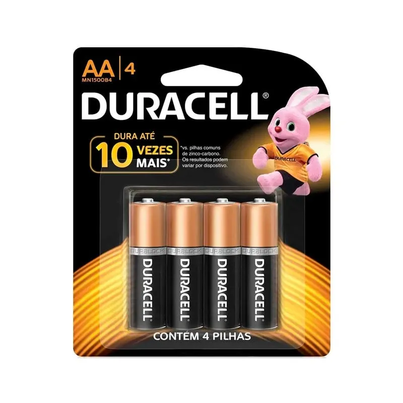 Pilha Duracell Alcalina Aa pequena 4 Unidades