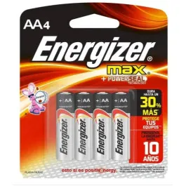 Pilha AA4 Energizer Max Pequena - 4 Unidades