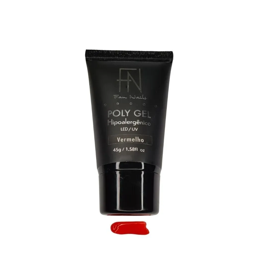 POLYGEL FAN NAILS, 45ML VERMELHO