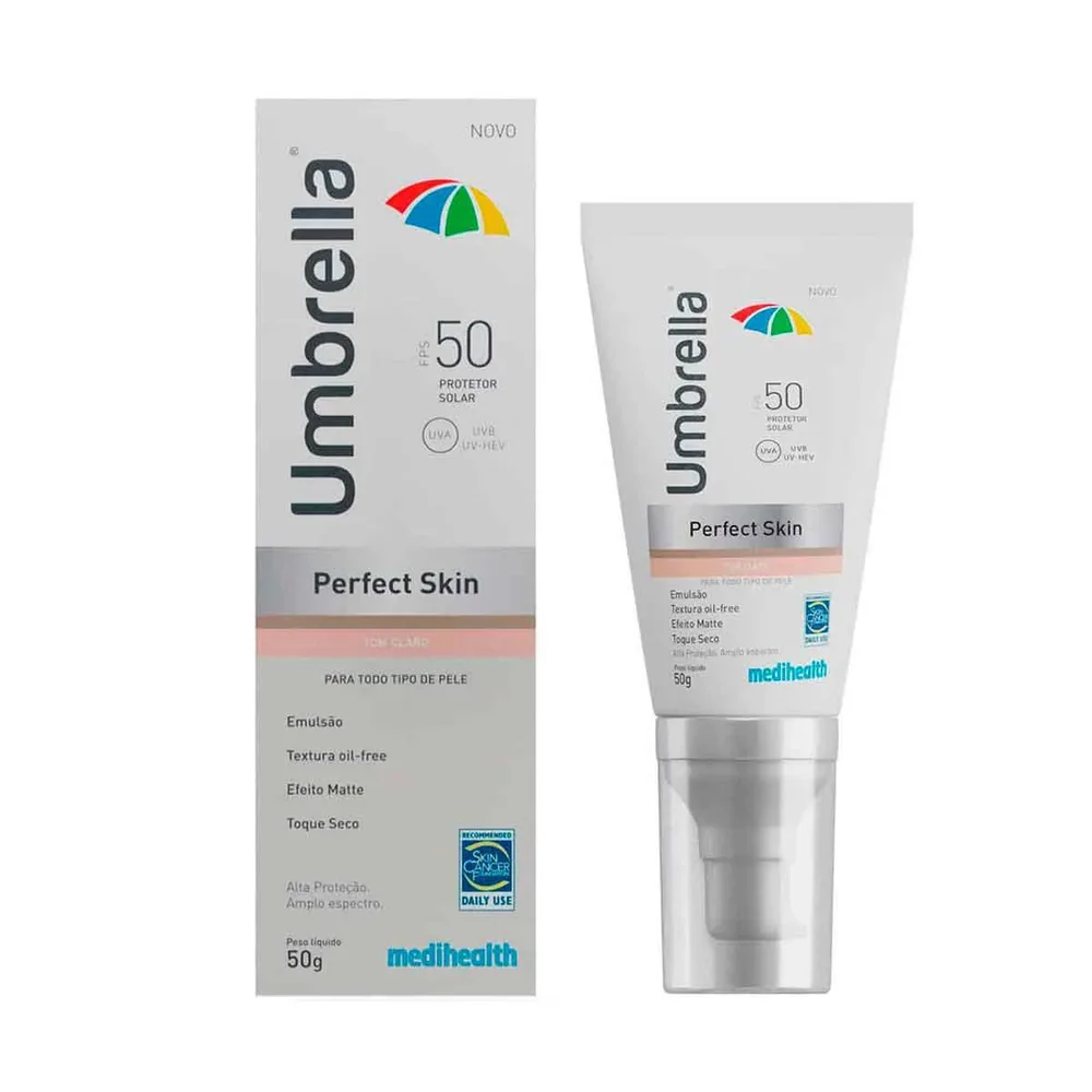 Protetor Solar Facial Umbrella Perfect Skin FPS 50 Claro 50g