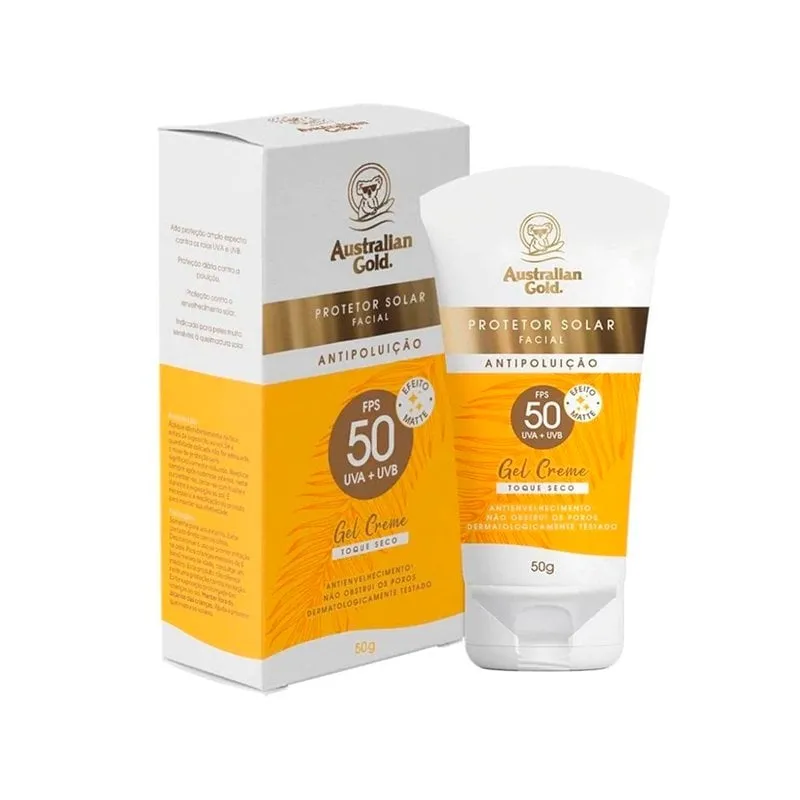 Protetor Solar Facial Australian Gold Antipoluição FPS50 50g