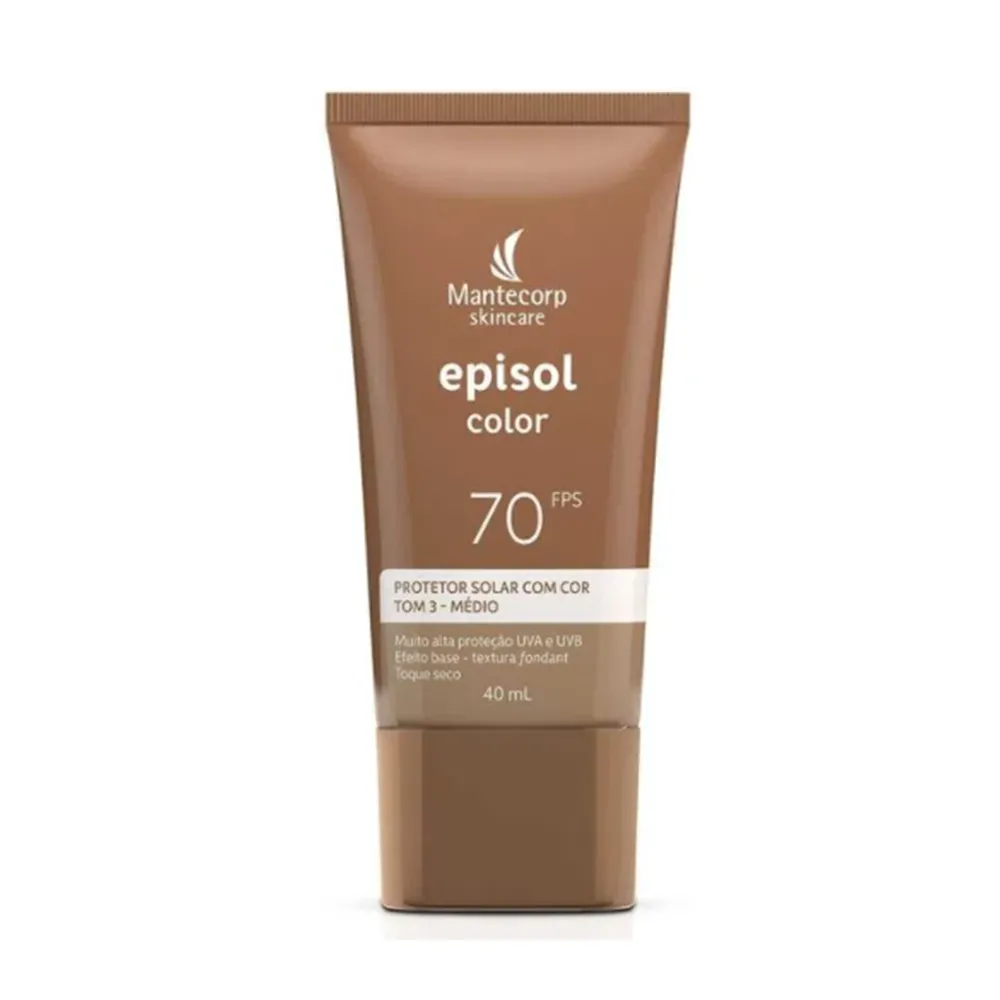 Protetor Solar Facial Episol Color FPS70 Tom 3 Médio com 40ml