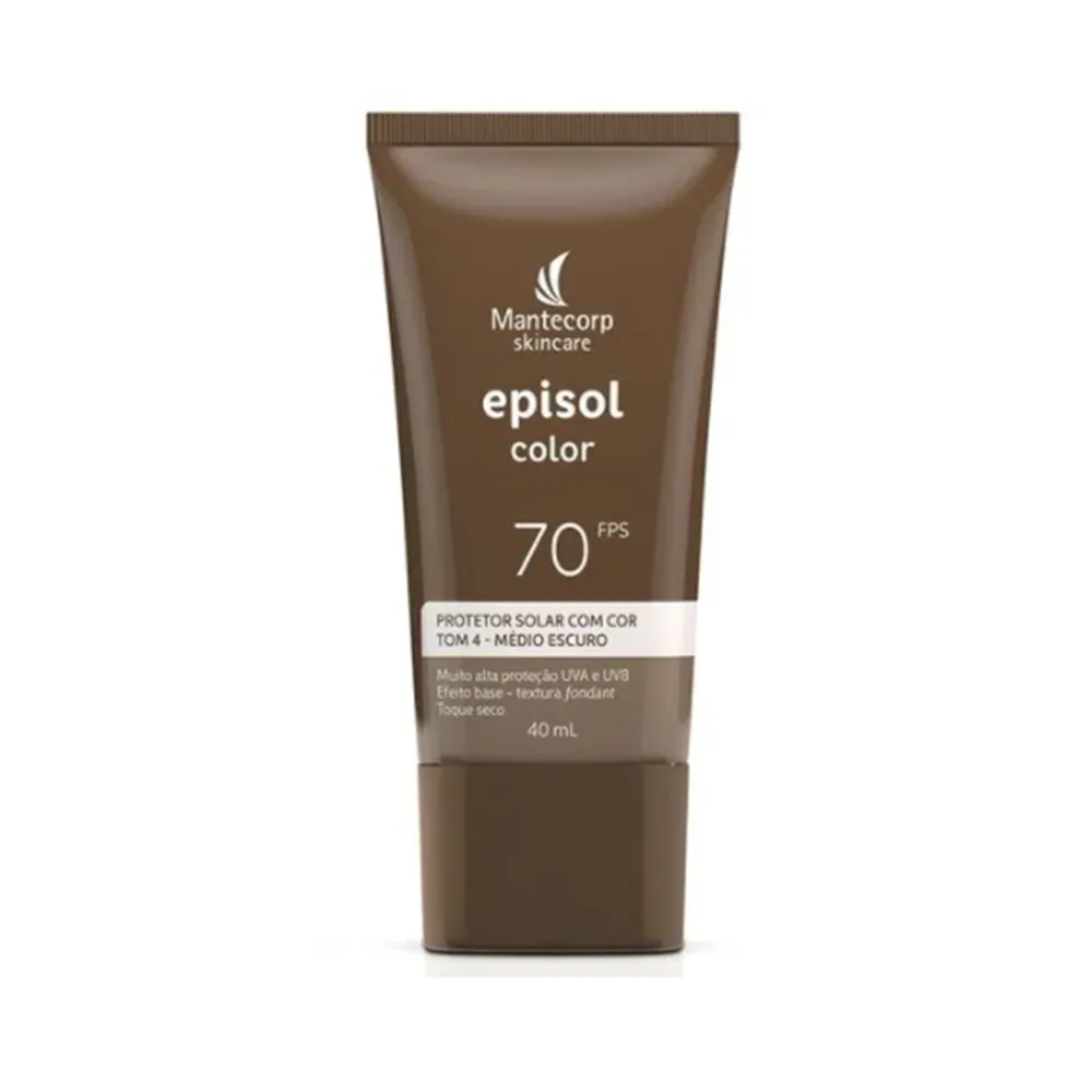 Protetor Solar Facial Episol Color FPS70 Tom 4 Médio Escuro com 40ml