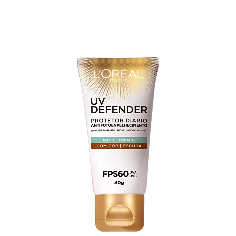 Protetor Solar Facial L'Oréal UV Defender Antioleosidade FPS 60 C/ Cor Morena 40g