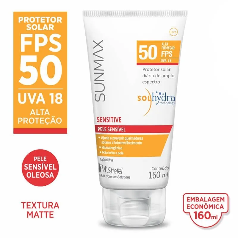 Protetor Solar Facial SunMax Sensitive FPS 50 160ml