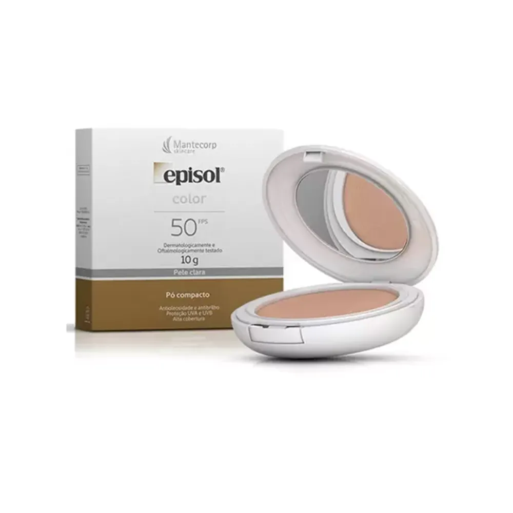 Protetor Solar Pó Compacto Pele Clara Episol Color FPS 50 com 10g