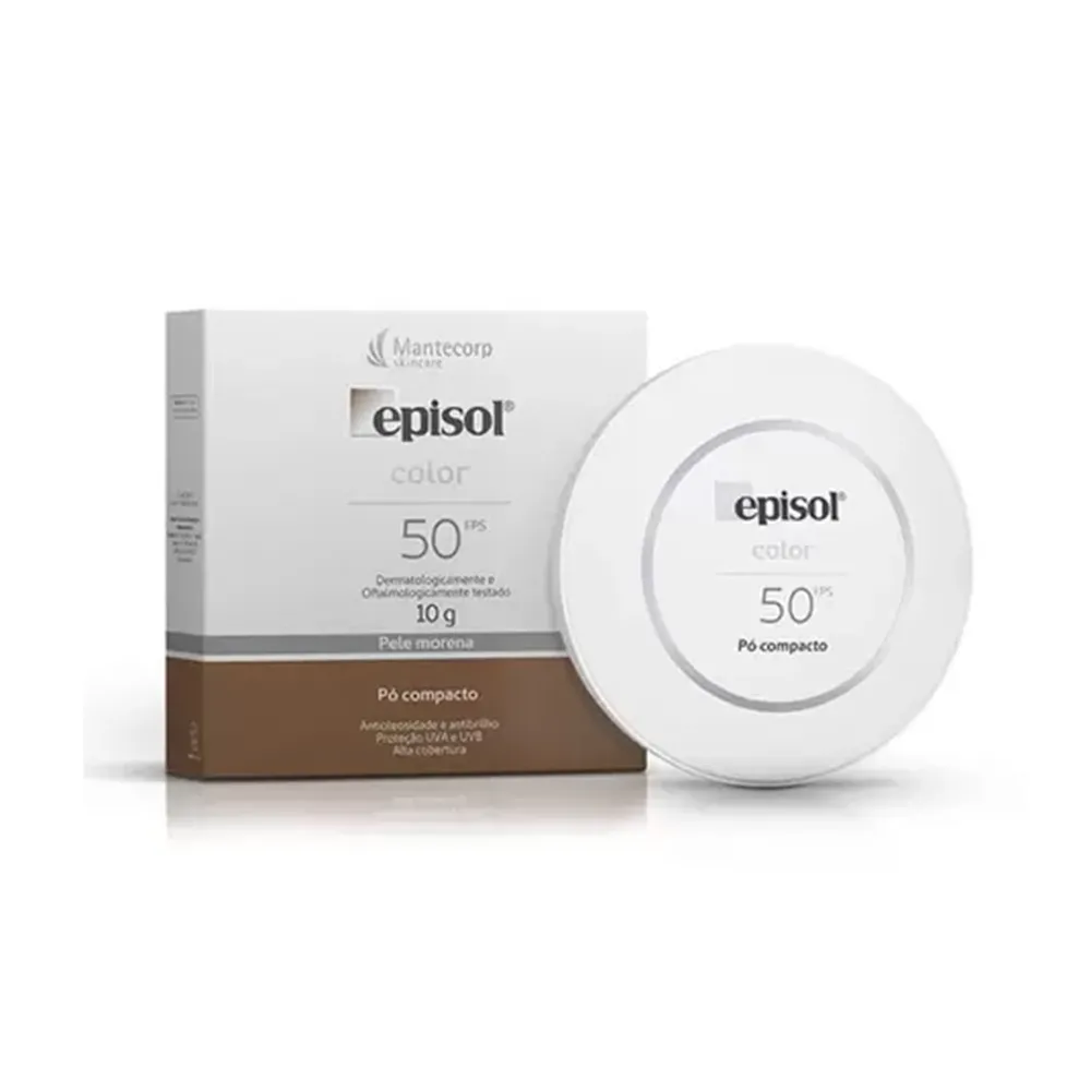 Protetor Solar Pó Compacto Pele Morena Episol Color FPS 50 com 10g