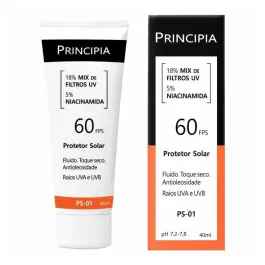 Protetor Solar Facial Principia 18% Mix de Filtros UV + 5% Niacinamida FPS60 PS-01 40ml