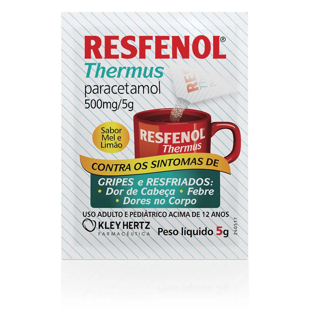 Resfenol Thermus Sachê 500mg/5g - 1 sachê com 5g de pó para solução de uso oral, sabor mel e limão