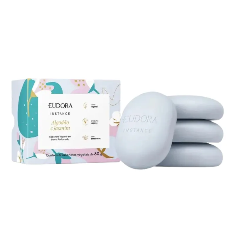 Sabonete em Barra Instance Algodão e Jasmin 4 unidades de 80g cada