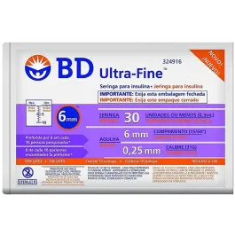 Seringa de Insulina BD Ultra-Fine 6mm 30UI - 10 Unidades