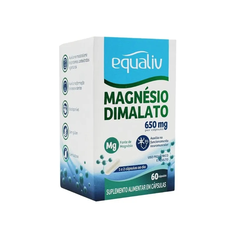 Suplemento Alimentar Equaliv Magnésio Dimalato 650mg 60 Cápsulas