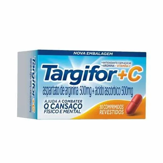 Targifor + C 500mg + 500mg, caixa com 30 comprimidos revestidos