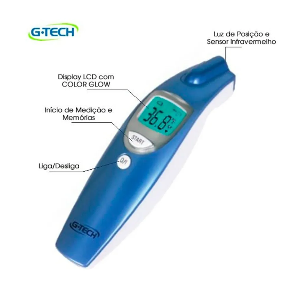 Termômetro Digital de Testa G-Tech THGTSC1 Cor Branco e Azul