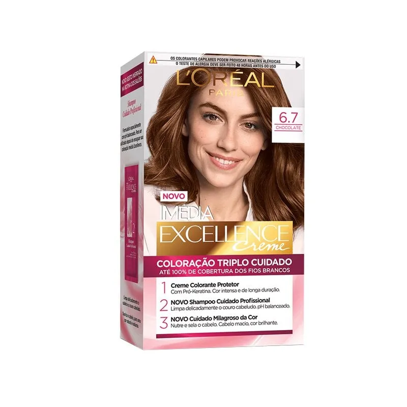 Tintura Creme Imédia Excellence L'Oréal Nº 6.7 Chocolate Puro