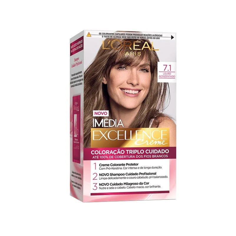 Tintura Creme Imédia Excellence L'Oréal Nº 7.1 Louro Acinzentado