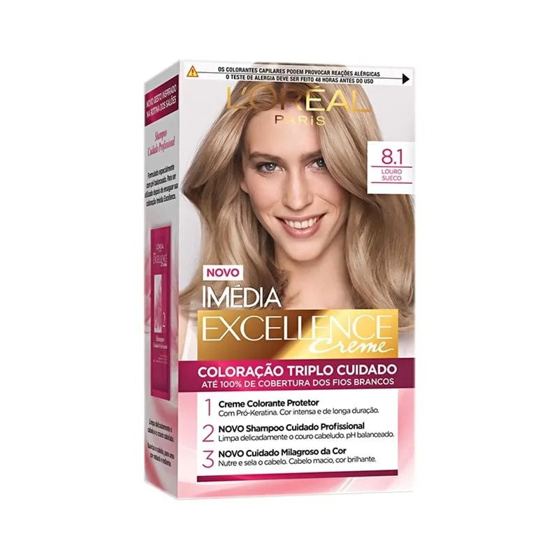 Tintura Creme Imédia Excellence L'oréal Nº 8.1 Louro Sueco