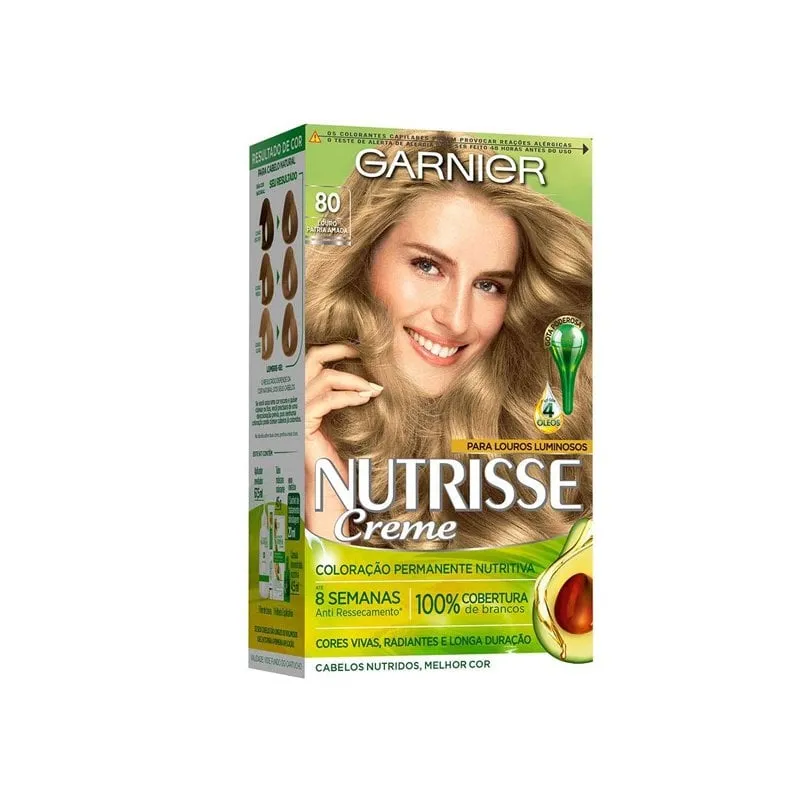 Tintura Creme Garnier Nutrisse Nº 80 Louro Claro Pátria Amada