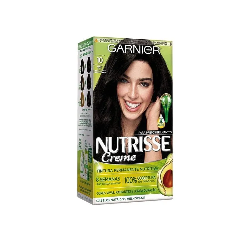 Tintura Creme Garnier Nutrisse Nº 10 Preto Ônix