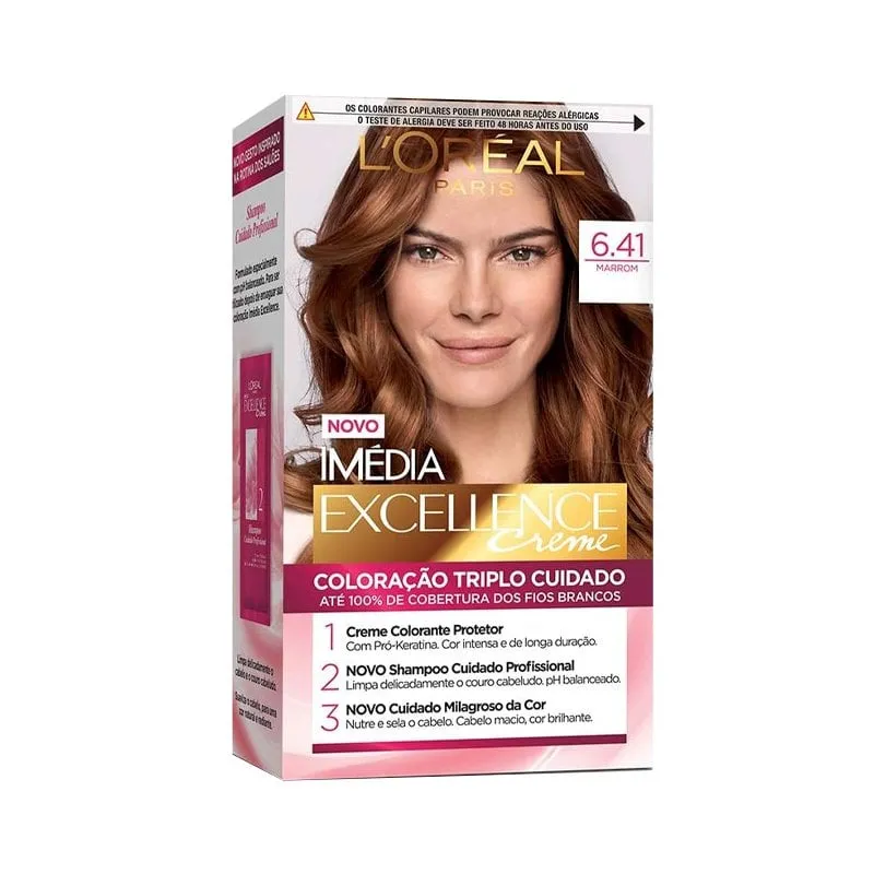 Tintura Creme Imédia Excellence L'Oréal Nº 6.41 Cor Marrom