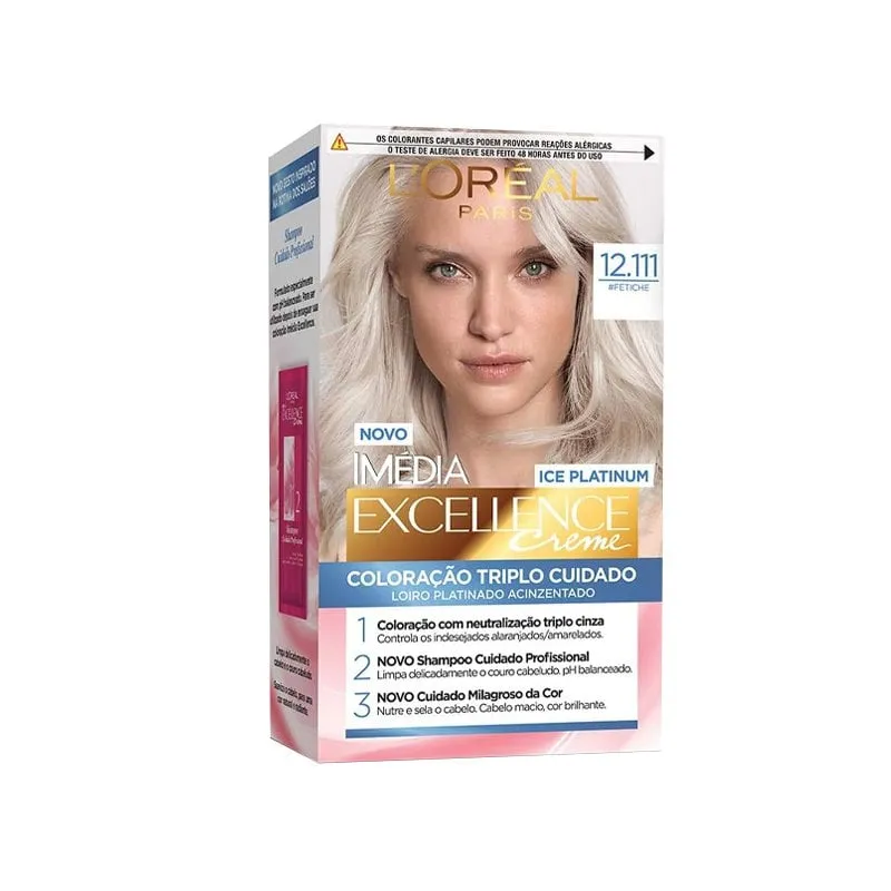 Coloração Creme Imédia Excellence Ice Platinum L'Oréal Nº 12.111 Fetiche