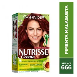 Tintura de Cabelo Ganier Nutrisse 666 Pimenta Malagueta Louro Escuro Vermelho Muito Intenso 1 Unidade