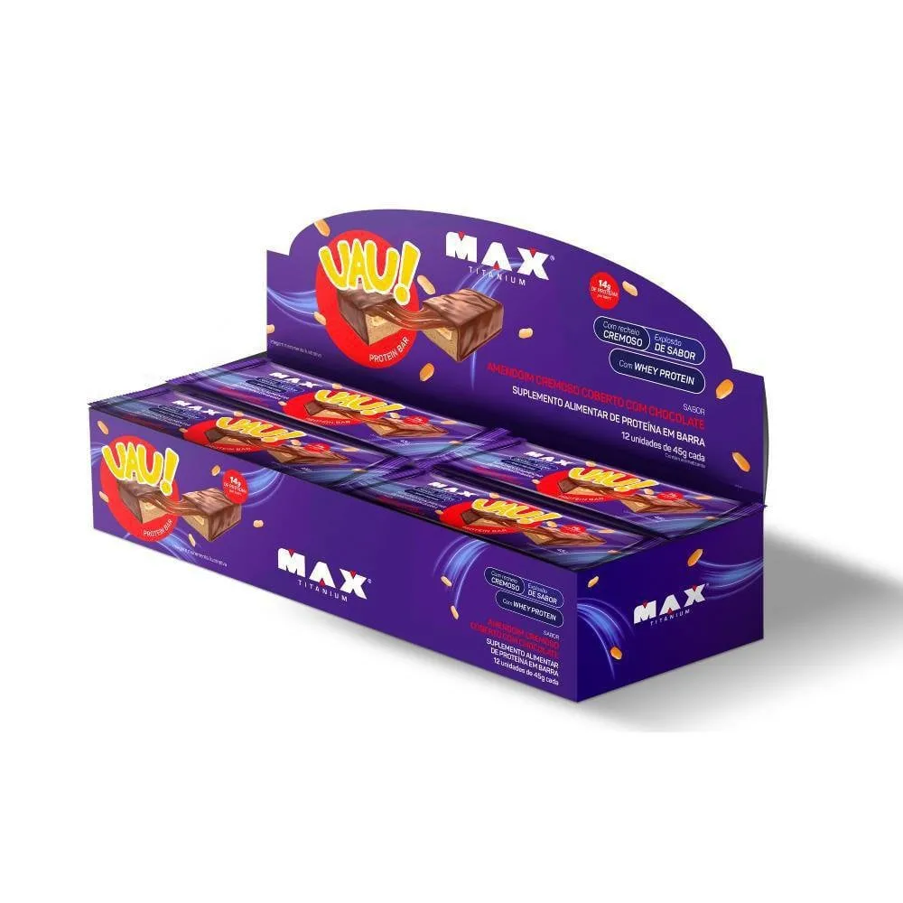 Uau Protein Bar 45G amendoim - Display com 12 unidades - Max Titanium