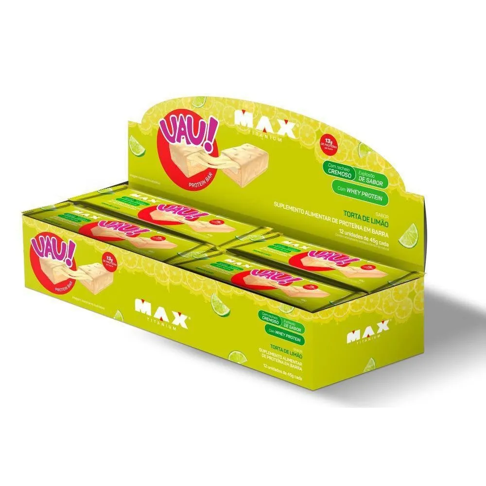 Uau Protein Bar 45G torta de limão - Display com 12 unidades - Max Titanium