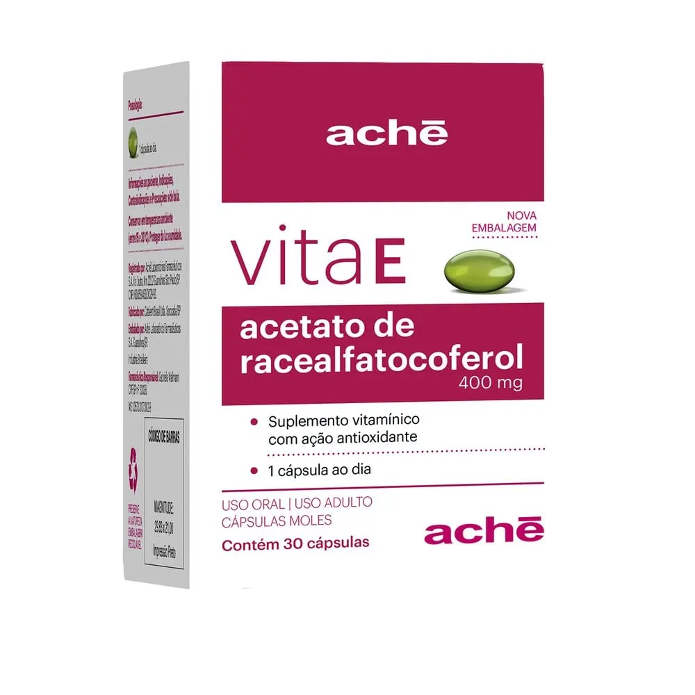 Vita E 400mg, caixa contendo 30 cápsulas gelatinosas moles