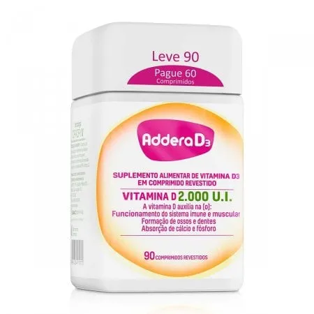 Vitamina D Addera D3 2.000UI com 90 Comprimidos