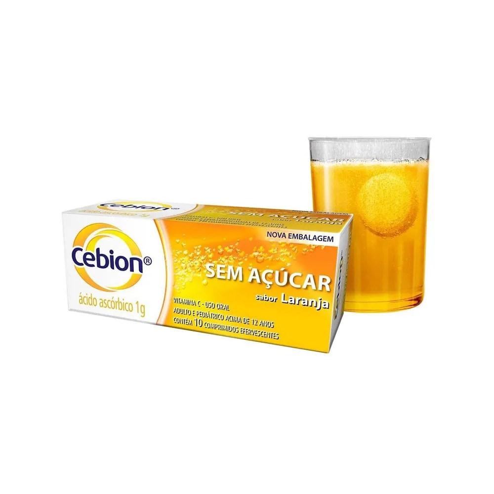 Vitamina C Cebion 1g Sabor Laranja Sem Açúcar 10 Comprimidos Efervescente