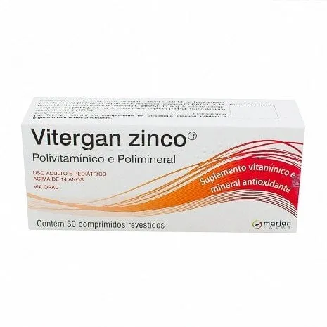 Vitergan Zinco 15mg, caixa com 30 comprimidos