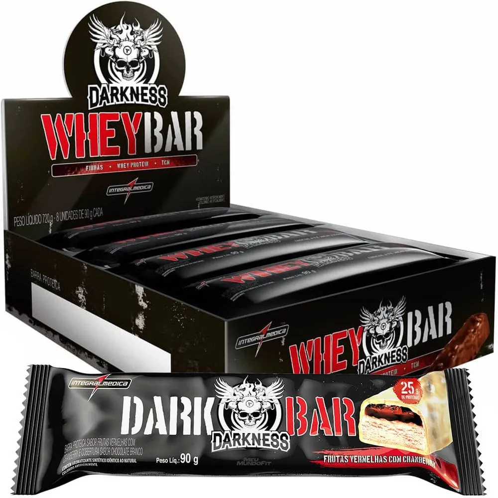 Whey Bar Darkness 90g Frutas Vermelhas - Display com 8 unidades - Integralmédica