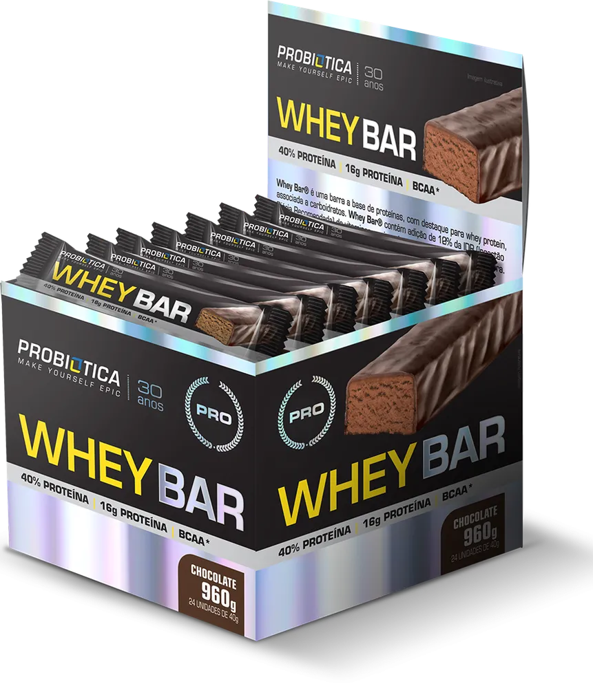 Whey Bar Low Carb 40g Chocolate - Display com 24 unidades - Probiótica
