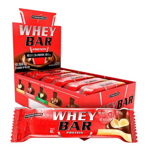 Whey Bar Protein 40g Banana - Display com 24 unidades - Integralmédica