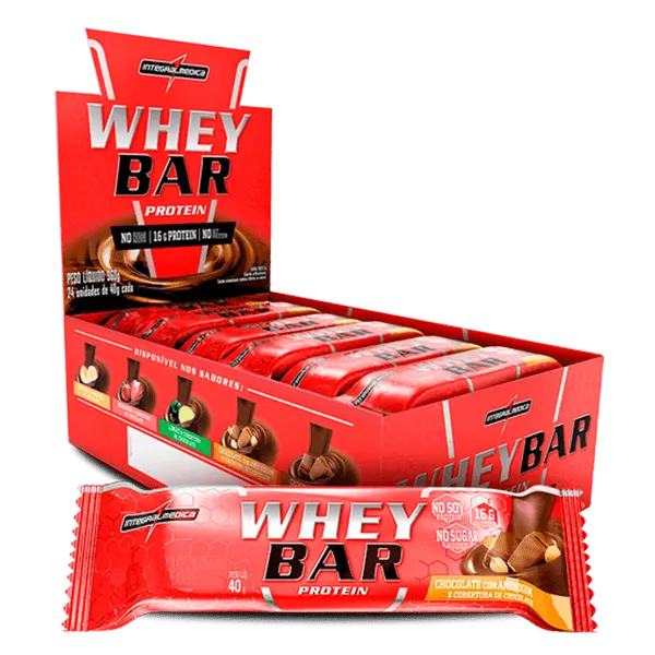 Whey Bar Protein 40g Chocolate Com Amendoim - Display com 24 unidades - Integralmédica