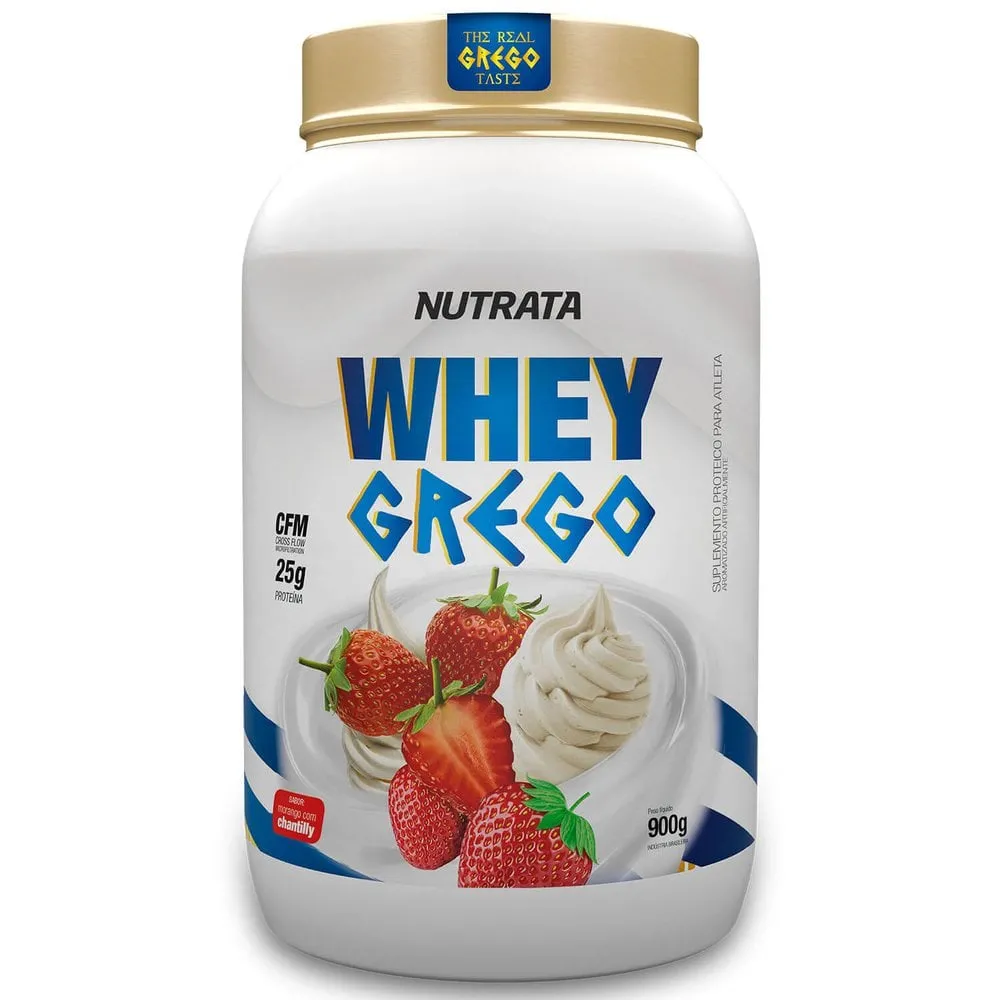 Whey Grego 900g Morango com Chantilly - Nutrata
