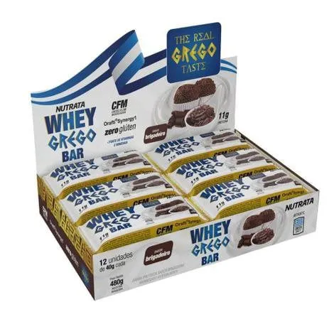 Whey Grego Bar 40g Brigadeiro - Display 12 unidades - Nutrata
