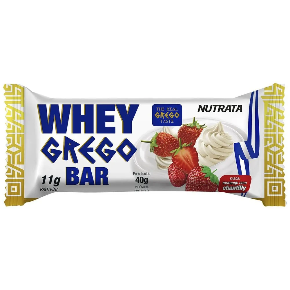 Whey Grego Bar 40g Morango - Nutrata