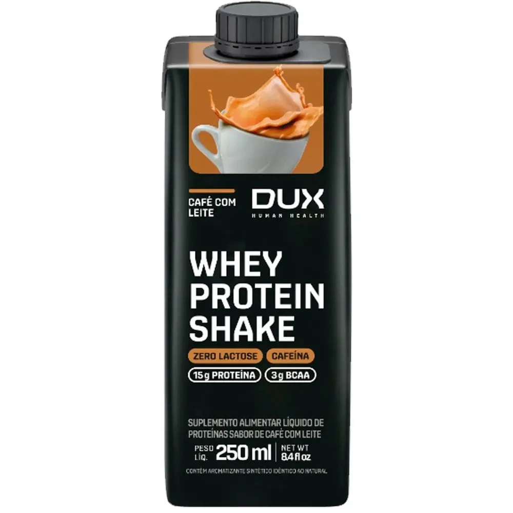 Whey Protein Shake 250ml DUX Nutrition - Sabor Café com Leite 15g proteína