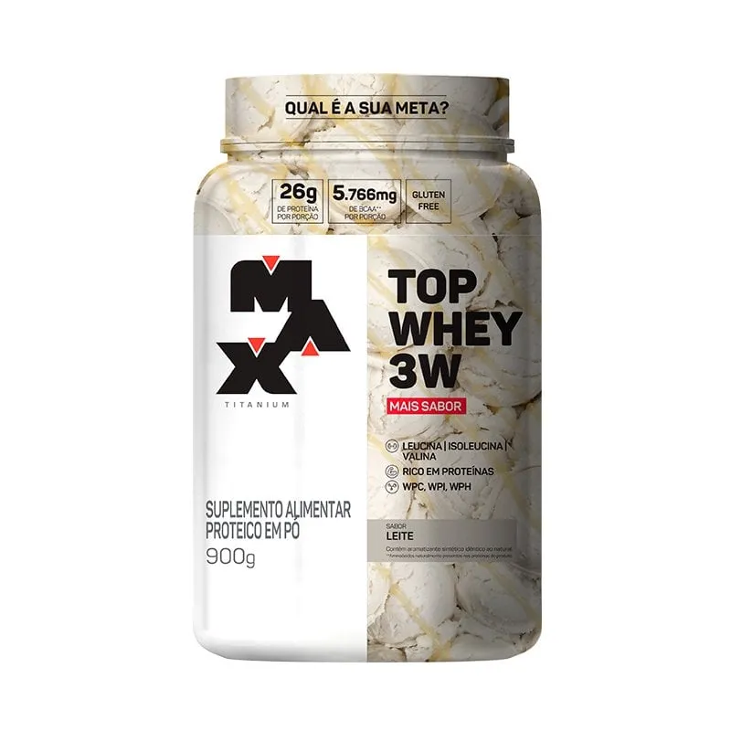 Whey Top 3W+ Sabor 900g Leite - Max Titanium